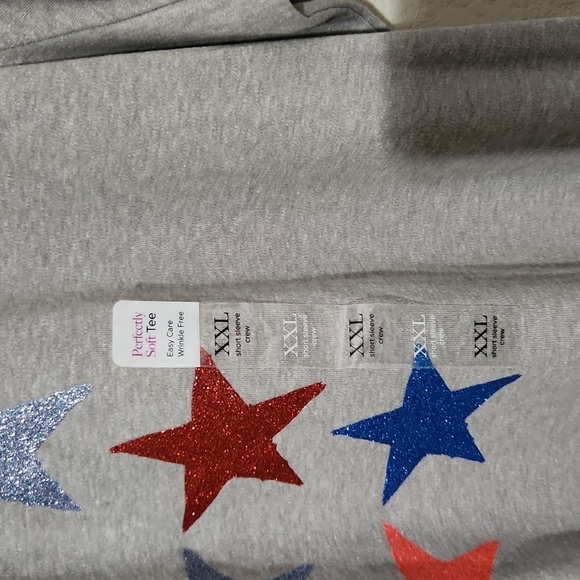 Kim Rogers Shirt Womens Size XXL Gray Stars t-shirt new short sleeve July 4th - Picture 4 of 10